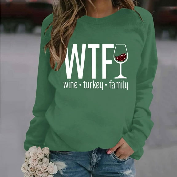 Wancir Long Sleeve Fall T-Shirt for Women Family Halloween Thanksgiving Tops Casual Thankful Pumpkin Turkey Graphic Tees