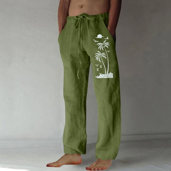 Wancir Men Fashion Print Casual Elastic Waist With Pocket Trousers Sport Pants