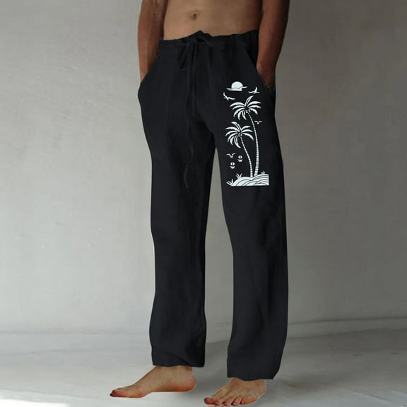 Wancir Men Fashion Print Casual Elastic Waist With Pocket Trousers Sport Pants