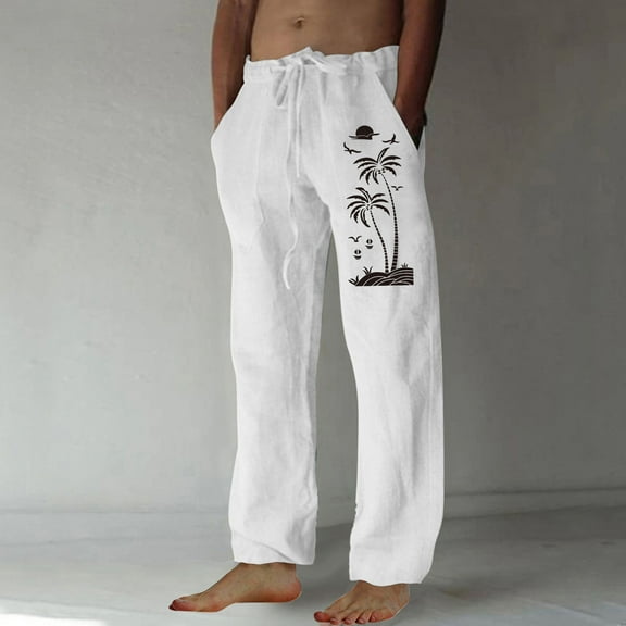 Wancir Men Fashion Print Casual Elastic Waist With Pocket Trousers Sport Pants