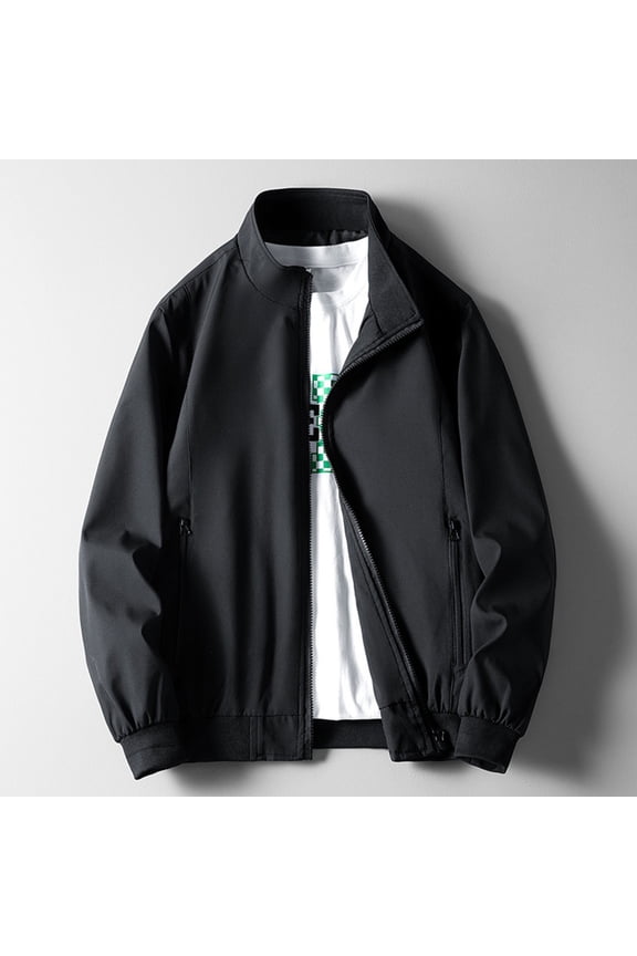 Wancir Men's Bomber Jacket Casual Windbreaker Flight Coat Zip Up Textured Jacket with Pocket