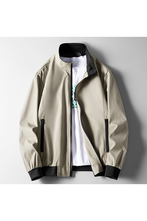 Wancir Men's Bomber Jacket Casual Windbreaker Flight Coat Zip Up Textured Jacket with Pocket