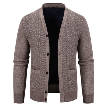 jsaierl Mens Cardigan Sweaters Knit Shawl Collar Button Down Color ...