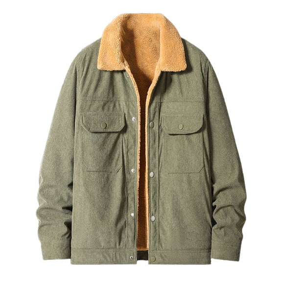 DecSea Men's Corduroy Sherpa Lined Trucker Jacket Thickened Warm Winter Coats