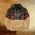 amasding Men's Pullover Hoodies Plaid Jacquard Long Sleeve Drawstring