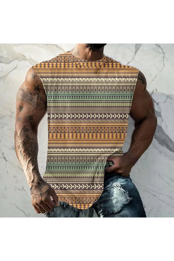 Wancir Men's Striped Tank Tops Sleeveless Workout Shirt Muscle Undershirt Tee