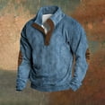 thumbnail image 1 of Wancir Men's Vintage Corduroy Standing Collar Button Long Sleeve Patchwork Pullover Sweatshirts Outdoor Casual Slim Sweaters Tops, 1 of 3