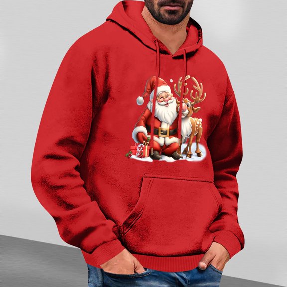 Wancir Mens Santa Claus Funny Sweatshirt Christmas Novelty Fashion Pullover Hoodies