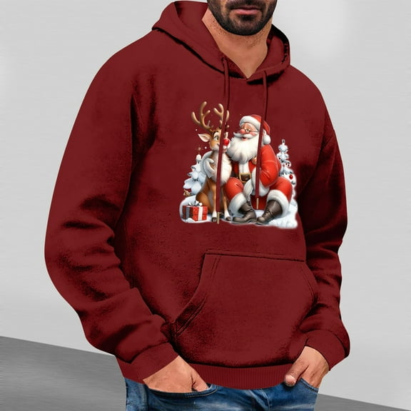 Wancir Mens Santa Claus Funny Sweatshirt Christmas Novelty Fashion Pullover Hoodies