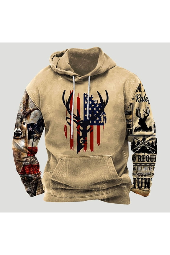 Wancir Mens Western Long Sleeve Hooded Sweatshirts Plus Size Aztec Printed Tribal Ethnic Color Block Matching Pullover