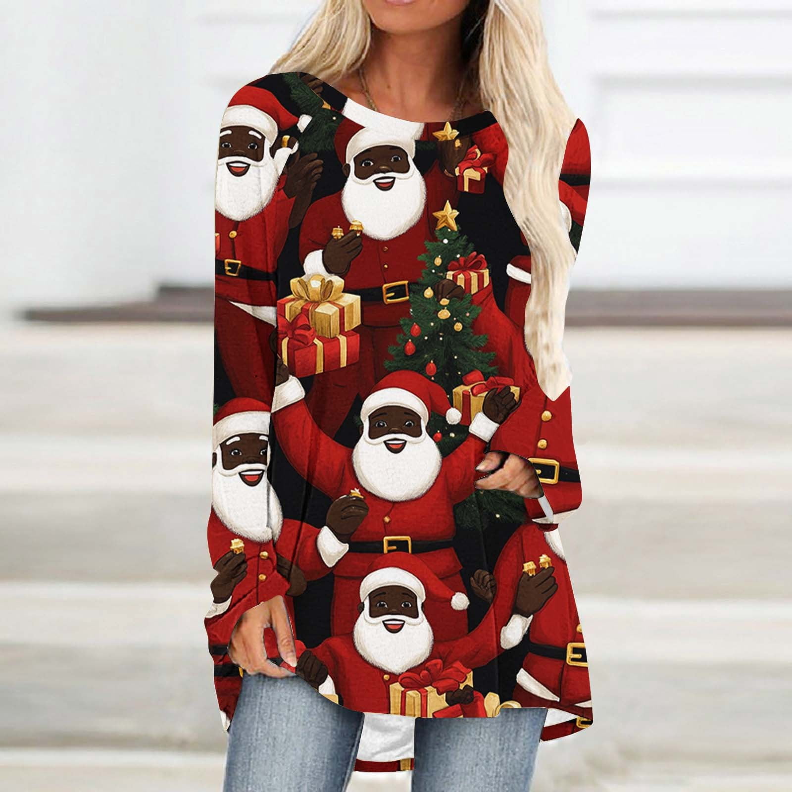 Wancir Merry Christmas T Shirt Women Plaid Christmas Tree Tee Tops ...