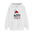 thumbnail image 1 of Wancir Merry Christmas Tree Striped Splicing Hoodie Shirt Blouse for Women Christmas Color Block T Shirt Top, 1 of 3