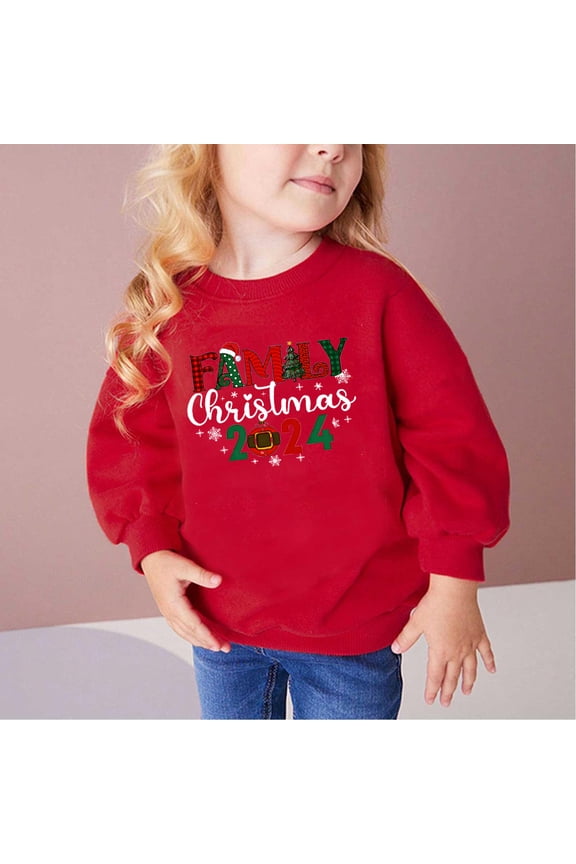 Wancir Merry and Bright Sweatshirt Kid Boy Girl Christmas Letter Print Pullover Crewneck Long Sleeve Shirt Tops 2-10 Years