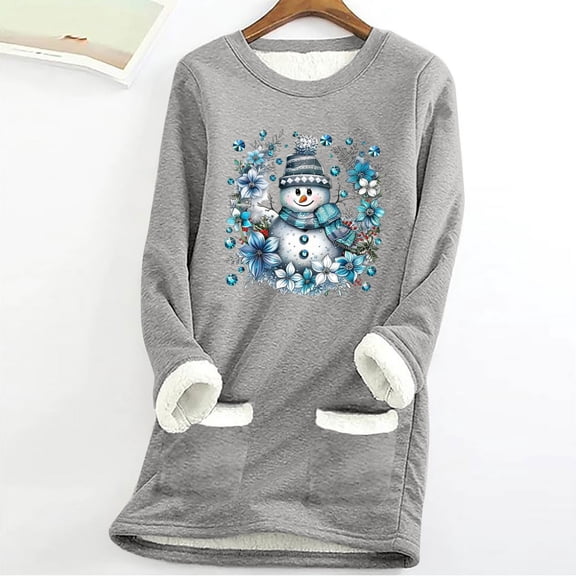 Wancir Sherpa Lined Sweatshirts for Women Crewneck Pullover Fuzzy Fleece Sweatshirt Winter Warm Shirt with Pockets 2024