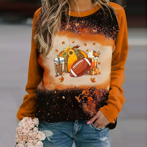 Wancir Thanksgiving Shirts Women Funny Turkey Graphic Sweatshirt Grateful Blessed Fall Long Sleeve Pullover Tops