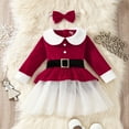 thumbnail image 1 of Wancir Toddler Baby Girl Christmas Dress Santa Claus Red Velvet Dress Long Sleeve Furry Princess Dress with Headband Outfit, 1 of 8