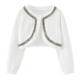 thumbnail image 1 of Wancir Toddler Baby Girl Sweater Crop Top Knit Cardigan Long Sleeve Ruffled One Button Cute Outwear Kids Fall Shrug Cover Up, 1 of 8