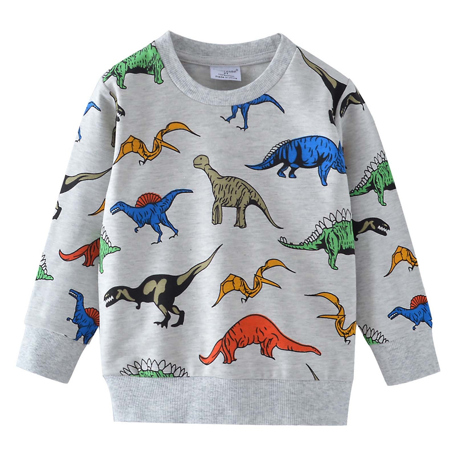 amasding Toddler Boy Crewneck Sweatshirt Dinosaur Shirts Long Sleeve