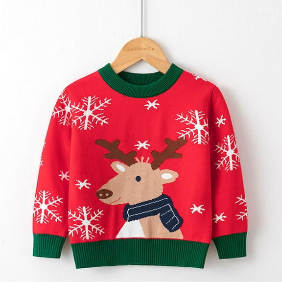 Wancir Toddler Boy Girl Sweatshirt Christmas Kids Knit Sweatshirt Pullover Sweater elk Tops Warm Deer Tees