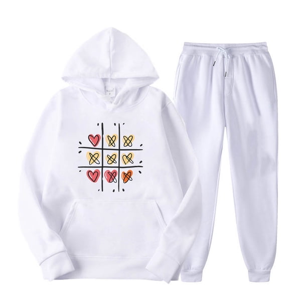 Wancir Two Piece Outfits Sweatsuits for Women Set Printed Hoodie and Sweatpants Set Jogging Suits with Kangaroo Pockets