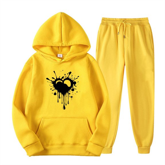 Wancir Two Piece Outfits Sweatsuits for Women Set Printed Hoodie and Sweatpants Set Jogging Suits with Kangaroo Pockets