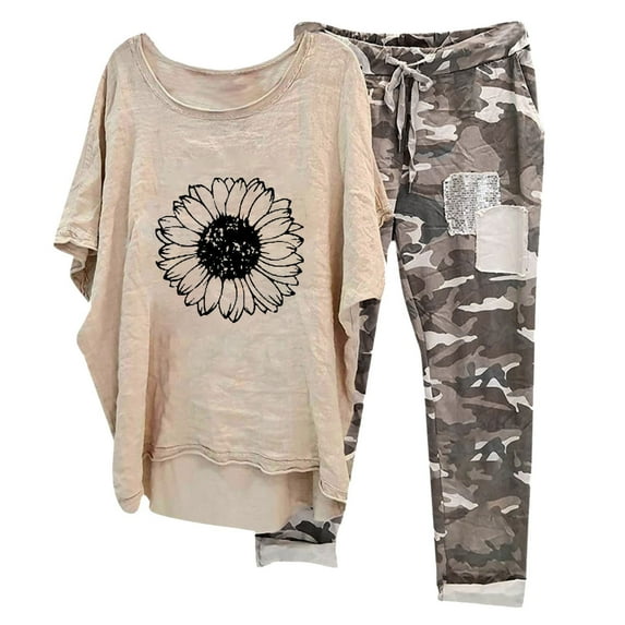 Wancir Two Piece Sets for Women Summer Outfits Lounge Sets Mock Neck Half Sleeve Tops Wide Leg Crop Pants Vacation Travel Outfits