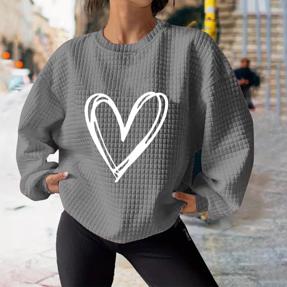 Wancir Waffle Sweatshirts for Women Long Sleeve Shirts Fall Casual Tops Blouse Plaid Pullover