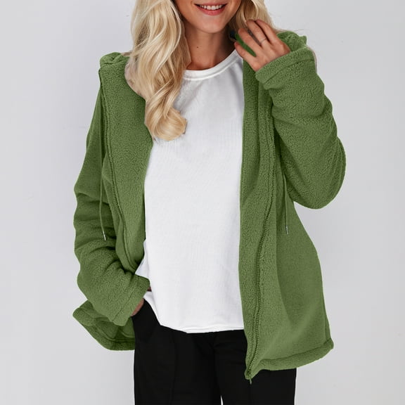 Wancir Winter Jackets for Women Full Zip Up Jacket Hooded Casual Solid/Color Block Patchwork Coats