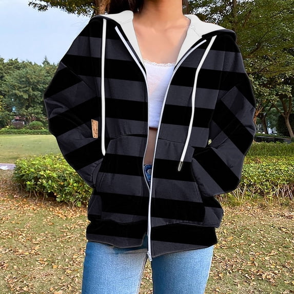 Wancir Women Casual Full Zip Up Hoodie Comfy Loose Long Sleeve Sweatshirt Solid Color Jacket with Pockets