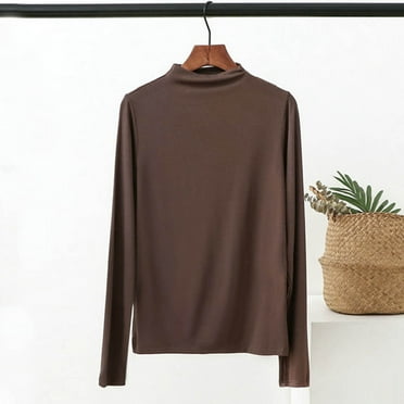 Wancir Women Long Sleeve Crew Neck Rayon Slim Fit Stretchy Layer T Shirts Tops
