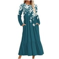thumbnail image 1 of Wancir Women's Casual Long Sleeve Round Neck Hem T-Shirt Loose Dress with Pockets, 1 of 4