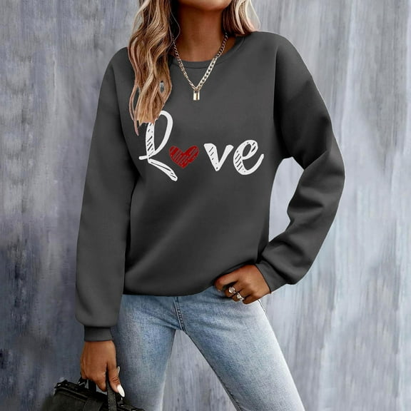 Wancir Women's Casual Print Long Sleeve Round Neck Pullover Sweatshirt Top