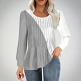 thumbnail image 1 of Wancir Women's Color Block Tunic Tops Casual Long Sleeve Shirts Round Neck Pullover, 1 of 4