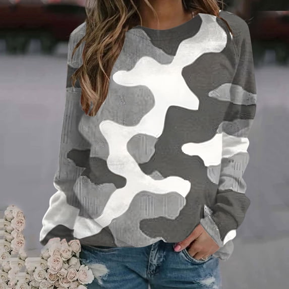 Wancir Women's Drop Long Sleeve Sweatshirt Tops Casual Crewneck Tunic Sweartshirts With Side Slits S-2XL