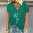 thumbnail image 1 of Wancir Women's Floral T-Shirts V-Neck Dandelion Sun Flower Graphic Casual Tee Boho Tops Cute Wildflowers Shirts, 1 of 4