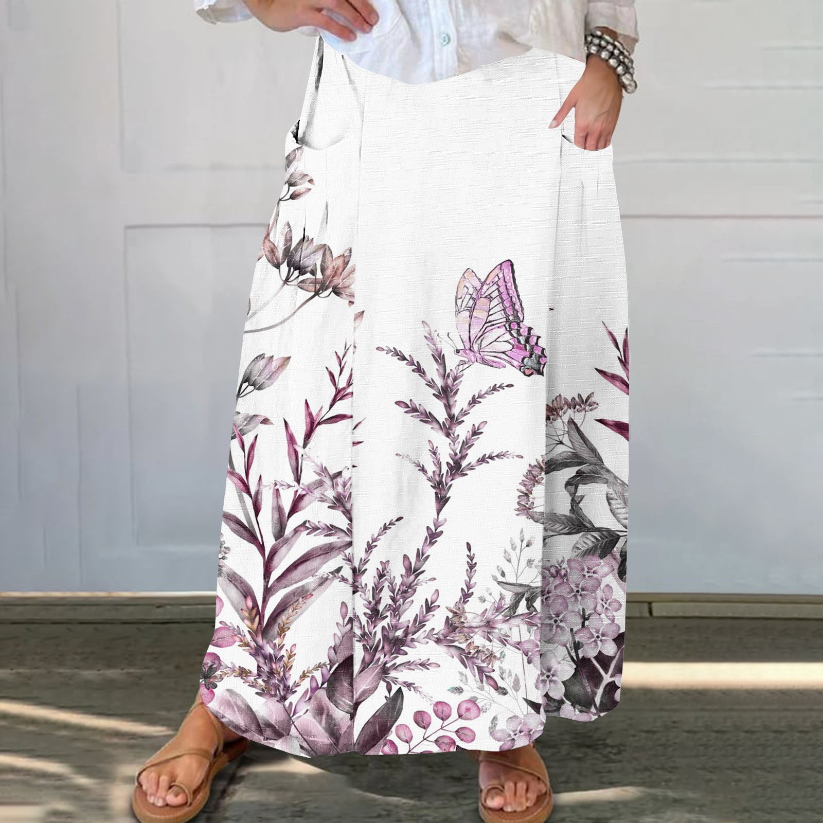 Ambherlynn A-Line Pleated Skirt  with Elastic Waist Band