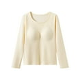 thumbnail image 1 of Wancir Women 's Modal T Shirt Bra Long Sleeve Pajama Yoga Top Padded Casual Top Tee Shirt with Built in Bra Basic T-Shirts, 1 of 8