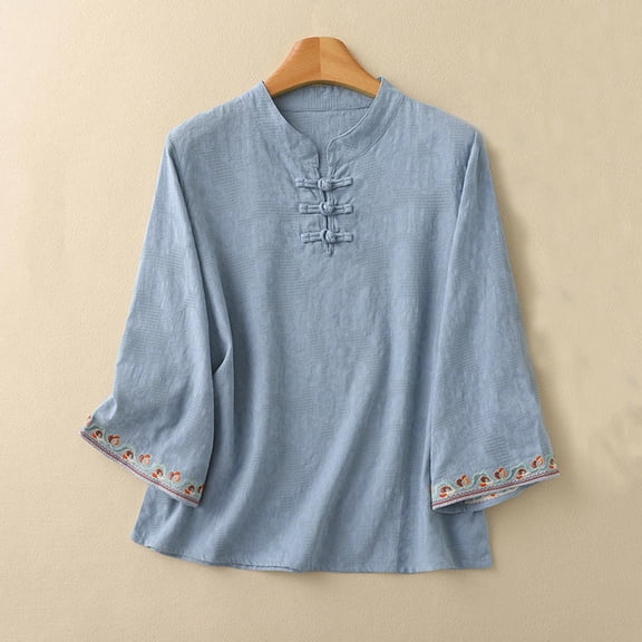 Wancir Women's Shirts Fashion Casual Loose Fit Long Sleeve Button Down Lightweight Collared Blouse Tops