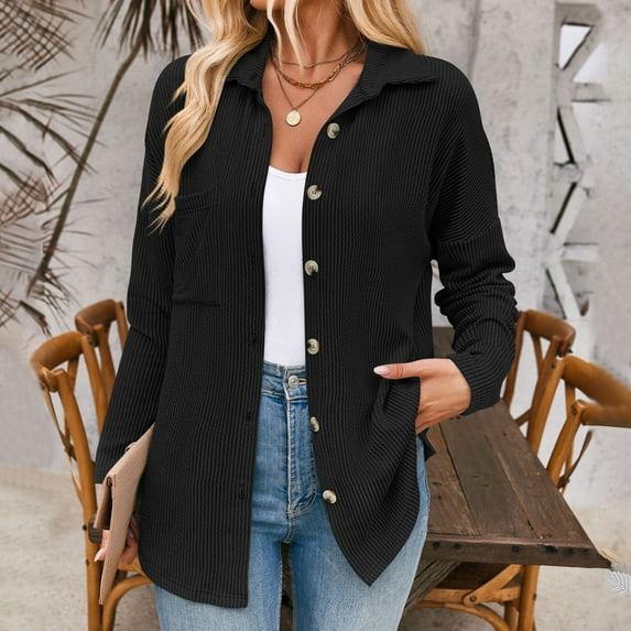 Wancir Women's Striped Button Down Shirts: Long Sleeve Office Casual Business Blouses with Pocket