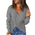 amasding Women's V Neck Long Sleeve Pullover Sweater Lightweight Knit