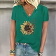thumbnail image 1 of Wancir Women's V Neck T Shirts Casual Rolled Short Sleeve Side Split Summer Tops Loose Fit, 1 of 4
