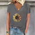 thumbnail image 1 of Wancir Women's V Neck T Shirts Casual Rolled Short Sleeve Side Split Summer Tops Loose Fit, 1 of 4