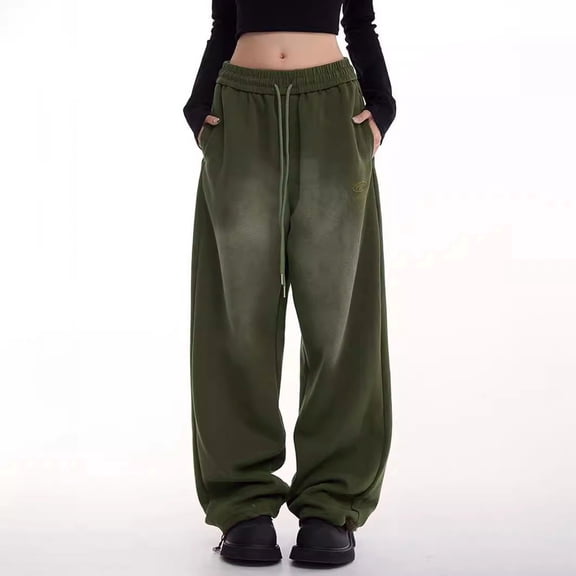 Wancir Women's Wide Leg Sweatpants 2024 Trendy Interior Drawstring Baggy Sweatpants High Waisted Casual Trousers Jogger Pant