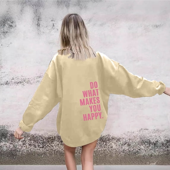 Wancir Womens Cute Hoodies Pink Hoodie Oversized Letter Print Graphic Hoodies For Women Long Sleeve Preppy Sweatshirt