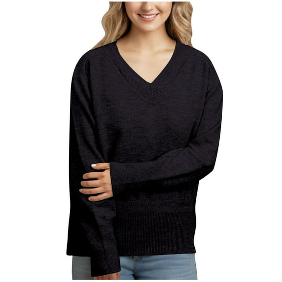 Wancir Womens Long Sleeve Tops Casual V Neck T Shirts Loose Fit
