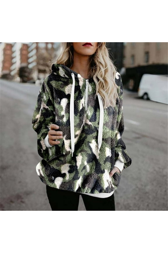 Wancir Womens Sherpa Pullover Hoodie with Pockets Fuzzy Fleece Sweatshirt Buffalo Plaid Fluffy Coat