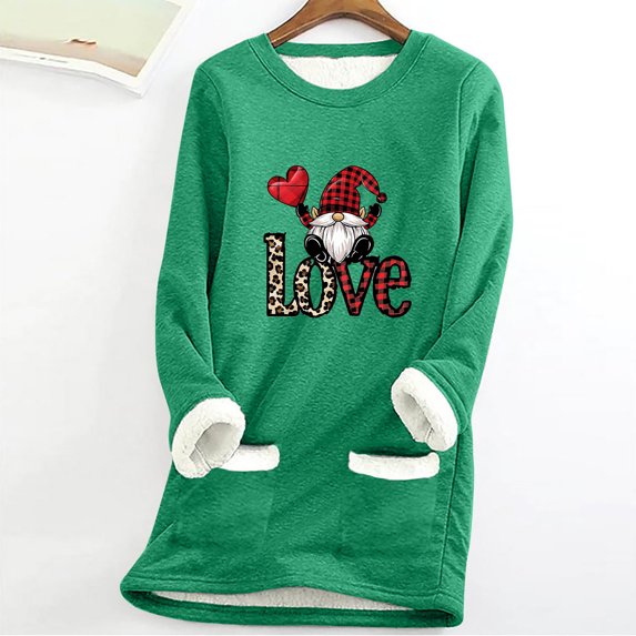 Wancir Womens Thick Fleece Warm Sweatshirts Winter Velvet Warm Underwear Tops Plush Warm Pullover Tops