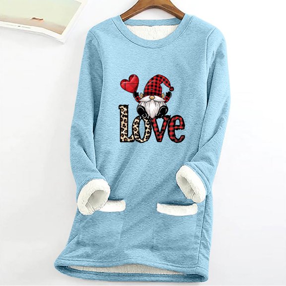 Wancir Womens Thick Fleece Warm Sweatshirts Winter Velvet Warm Underwear Tops Plush Warm Pullover Tops
