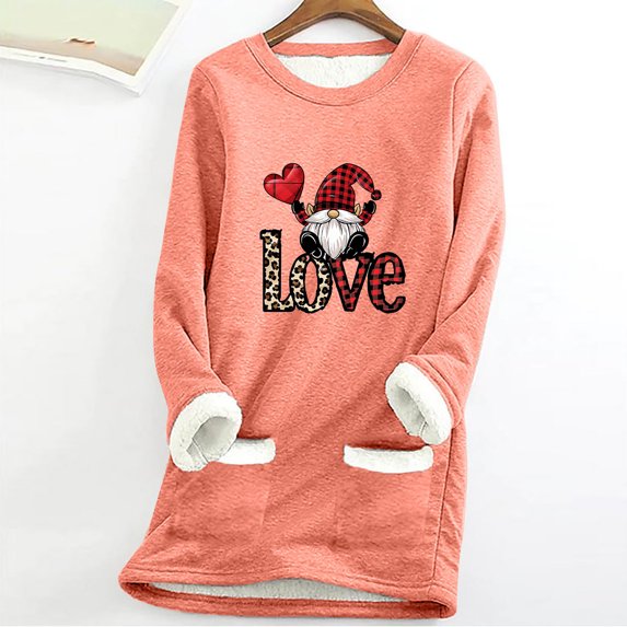 Wancir Womens Thick Fleece Warm Sweatshirts Winter Velvet Warm Underwear Tops Plush Warm Pullover Tops