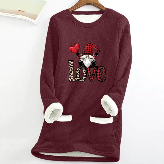 Wancir Womens Thick Fleece Warm Sweatshirts Winter Velvet Warm Underwear Tops Plush Warm Pullover Tops
